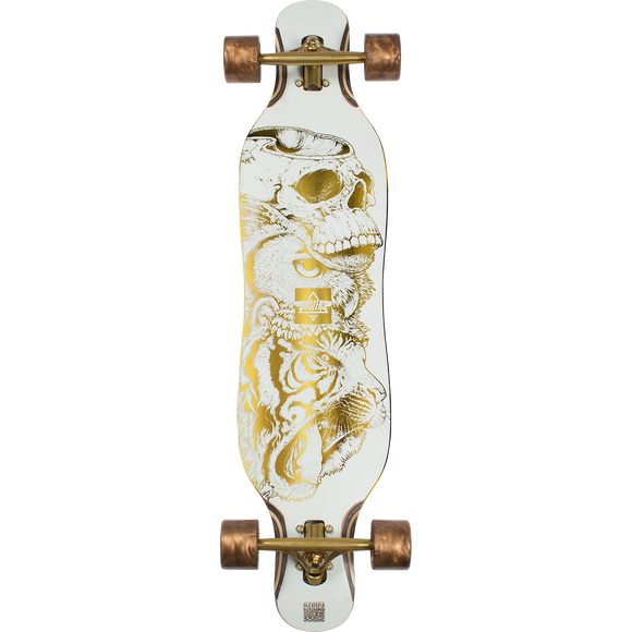Dusters Kerby Lb Complete Longboard Skateboard -9x38.5 White/Gold 