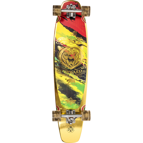 Dusters Kodiak Funboard Complete Longboard Skateboard -8.7x36 Rasta/Gold 