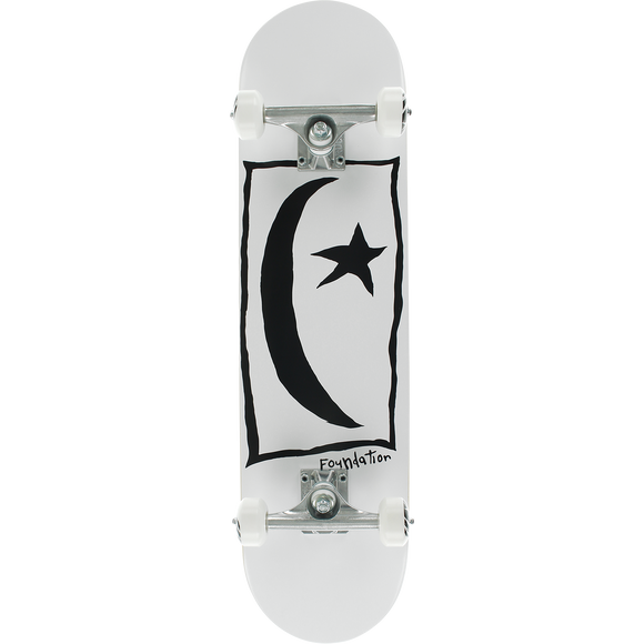 Foundation Star & Moon Square Complete Skateboard -7.6 White 