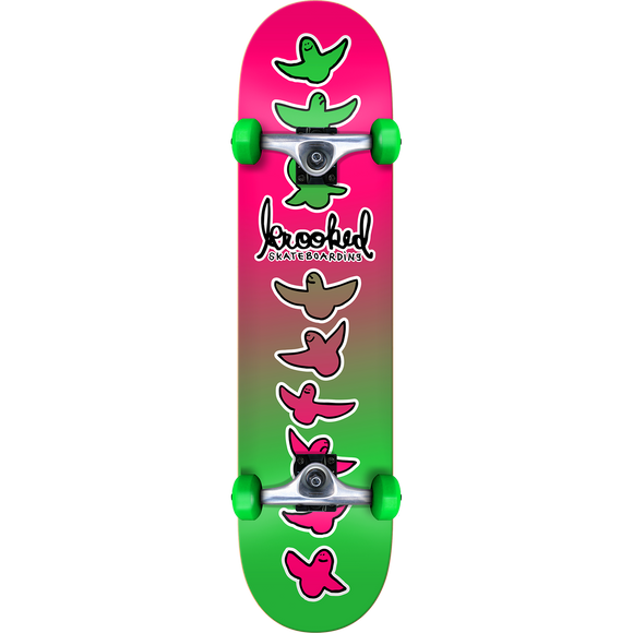 Krooked Birdical Fades Complete Skateboard -7.75 Pink/Green 
