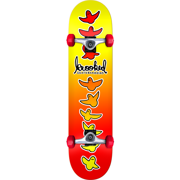Krooked Birdical Fades Complete Skateboard -8.0 Yellow/Red 