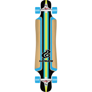 Layback Finish Line Bamboo Drop Through Complete Longboard Skateboard -9.75x40 Blue