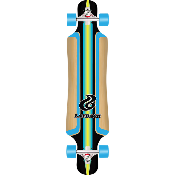 Layback Finish Line Bamboo Drop Through Complete Longboard Skateboard -9.75x40 Blue