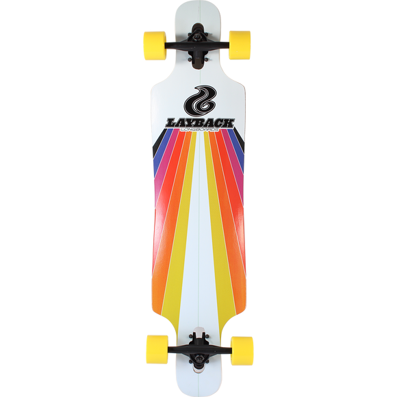Layback Sunstripe Drop Through Complete Longboard Skateboard -9.75x40 White 
