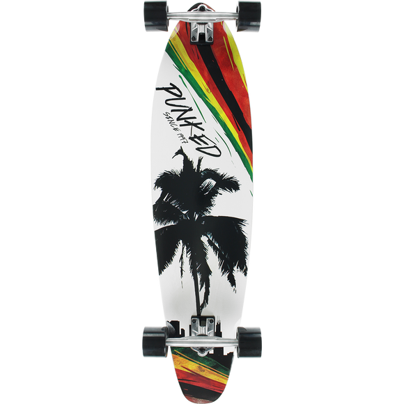 Punked Kicktail Complete Skateboard -10x40 Palm City Rasta 