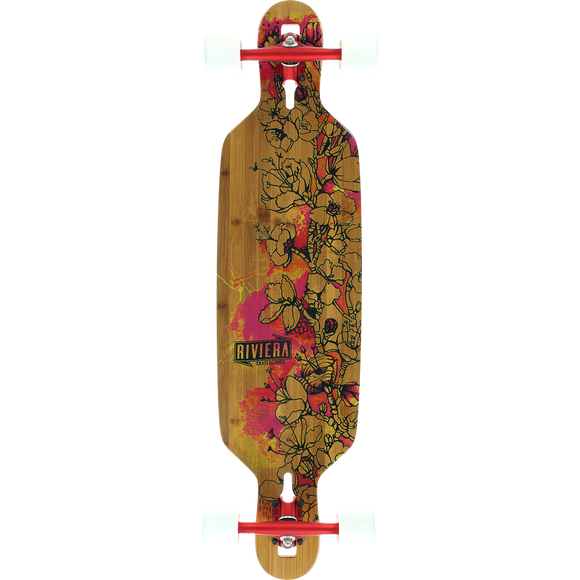 Riviera Fire Blossoms Complete Longboard Skateboard -9.5x38 Blem  