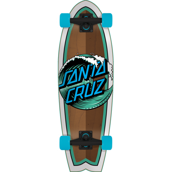 Santa Cruz Wave Dot Shark Cruiser Complete Skateboard -8.8x27.7 
