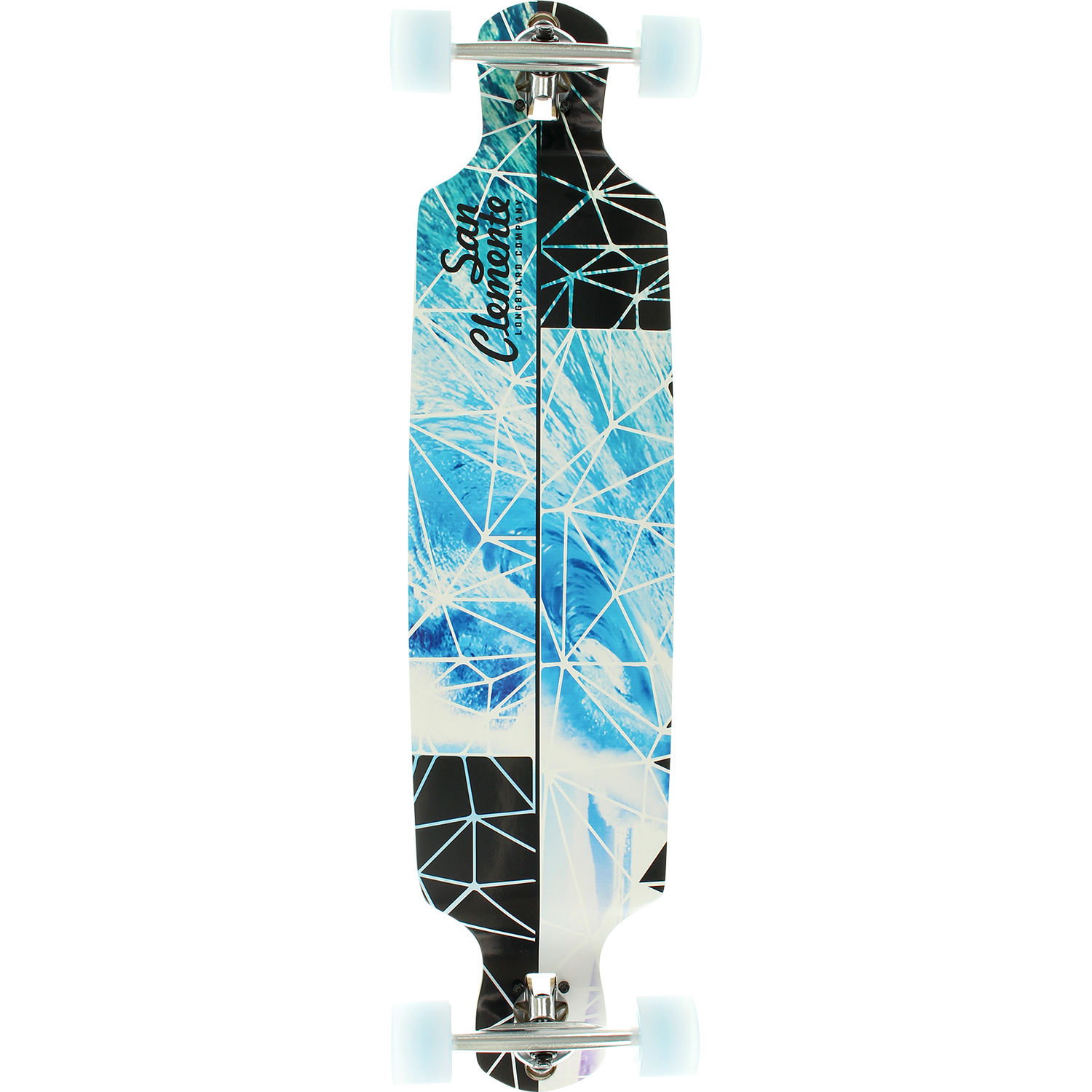San Clemente Broken Glass Drop Down Complete Longboard Skateboard -9x39 