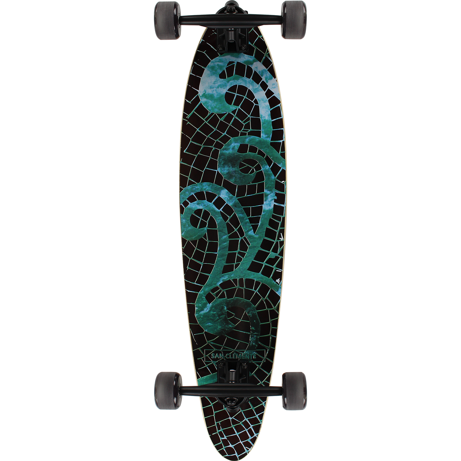 San Clemente Mosaic Sea Pintail Complete Longboard Skateboard -8x34" 