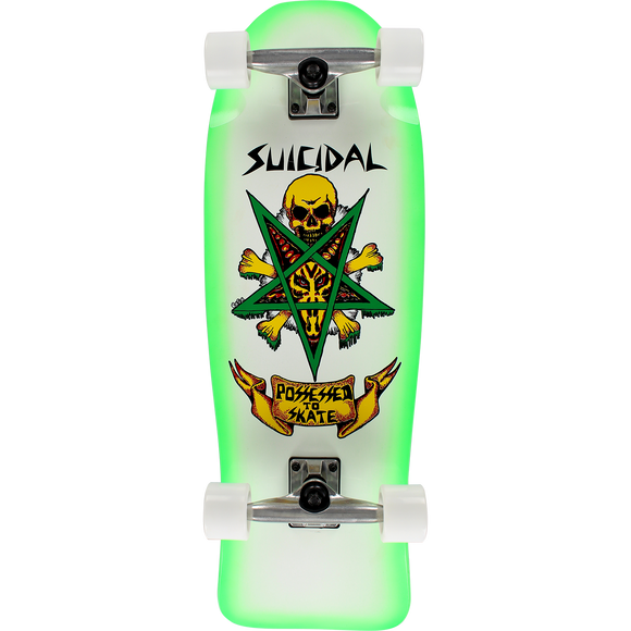 Suicidal Possessed Complete Skateboard -10x30 White/Green Fade 