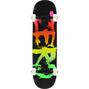 Zero Blood Text Complete Skateboard -7.5 Black/Neon Rainbow 