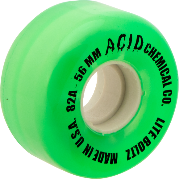 Acid Clean Machine 56mm 82a Green/White Skateboard Wheels (Set of 4) | Universo Extremo Boards Skate & Surf