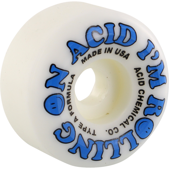 Acid Rolling Sidecuts 53mm White/Blue Skateboard Wheels (Set of 4) | Universo Extremo Boards Skate & Surf