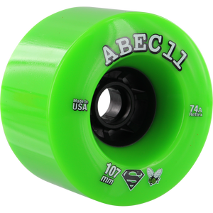 ABEC 11 Superflys 107mm 74a Lime/Black Longboard Wheels (Set of 4)