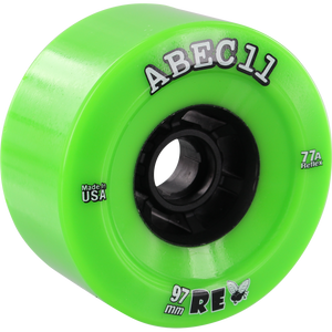 ABEC 11 Flywheels Refly 97mm 77a Lime/Black Longboard Wheels (Set of 4)
