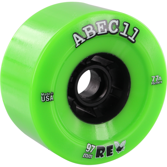 ABEC 11 Flywheels Refly 97mm 77a Lime/Black Longboard Wheels (Set of 4)