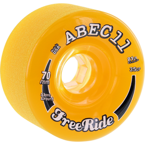 ABEC 11 Freeride Stone Ground 70mm 81a Amber/Clear Longboard Wheels (Set of 4) | Universo Extremo Boards Skate & Surf