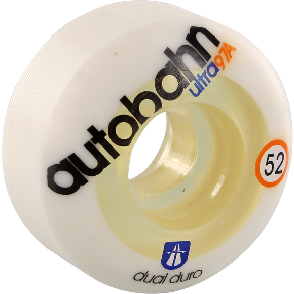 Autobahn Dual Durometer Ultra 52mm 97a White/Clear Skateboard Wheels (Set of 4)