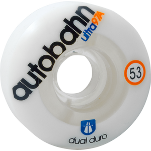 Autobahn Dual Durometer Ultra 53mm 97a White/Clear Skateboard Wheels (Set of 4)