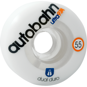 Autobahn Dual Durometer Ultra 55mm 97a White/Clear Skateboard Wheels (Set of 4) | Universo Extremo Boards Skate & Surf