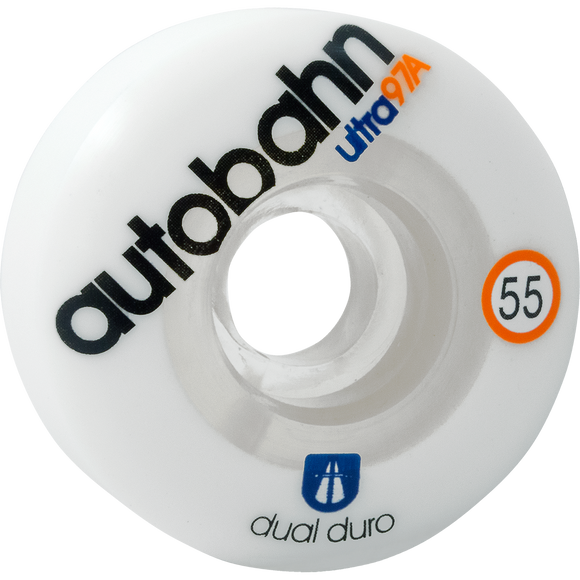 Autobahn Dual Durometer Ultra 55mm 97a White/Clear Skateboard Wheels (Set of 4) | Universo Extremo Boards Skate & Surf
