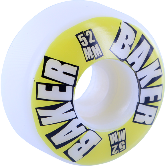 Baker Brand Logo 52mm White/Mustard Skateboard Wheels (Set of 4)   - Universo Extremo Boards