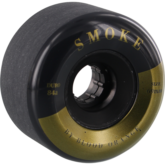 Blood Orange Smoke 69mm 84a Black/Gold Longboard Wheels (Set of 4)