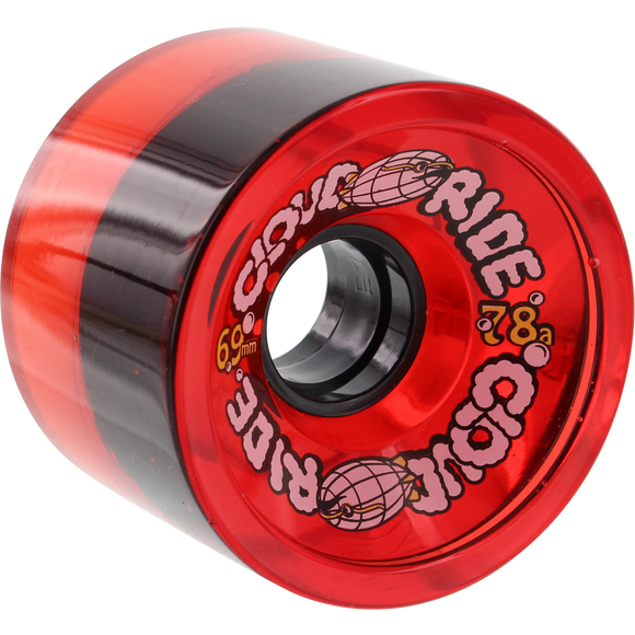 Cloud Ride! Cruiser 69mm 78a Trans Red Longboard Wheels (Set of 4) | Universo Extremo Boards Skate & Surf