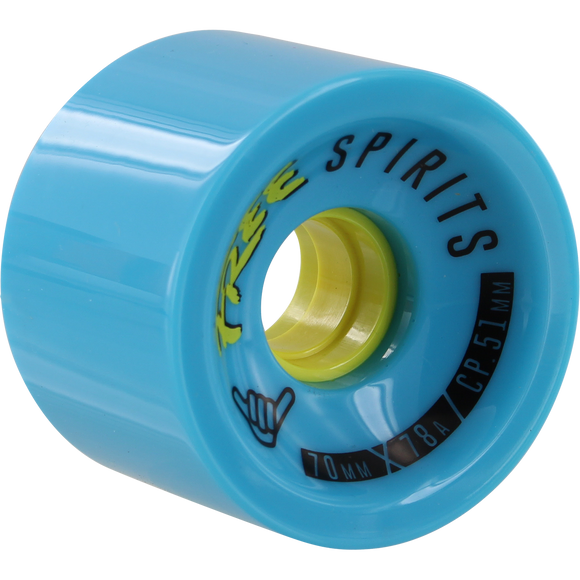 Free Spirits 70mm 78a Blue/Yellow Longboard Wheels (Set of 4)