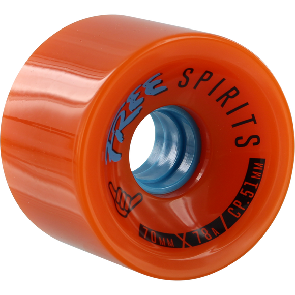 Free Spirits 70mm 78a Orange/Blue Longboard Wheels (Set of 4)