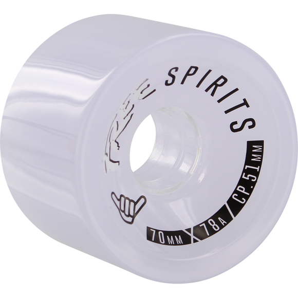 Free Spirits 70mm 78a Clear White/Clear Longboard Wheels (Set of 4)