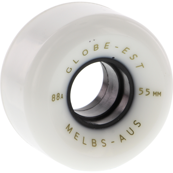 Globe Bruiser 55mm White/Black/Gold Skateboard Wheels (Set of 4)