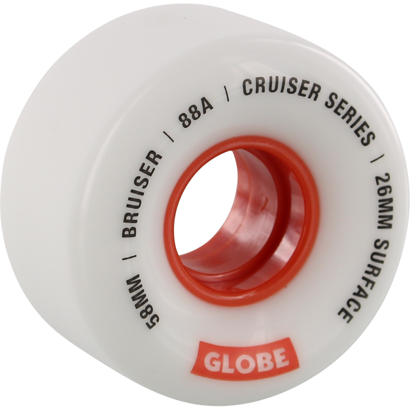 Globe Bruiser 58mm 83a White/Red Skateboard Wheels (Set of 4)