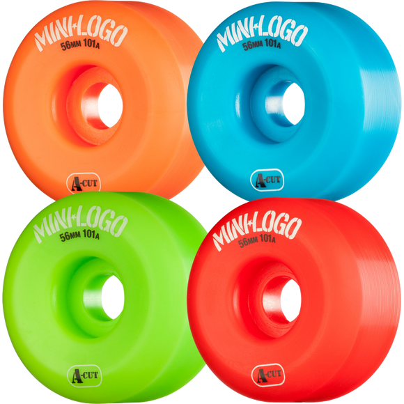 Mini Logo A-Cut 56mm 101a Asst.Green/Red/Blue/Orange  Skateboard Wheels (Set of 4)