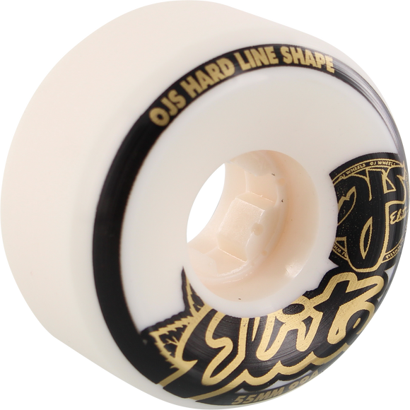 OJ Wheels Elite Hardline 55mm 99a White/Gold/Black Skateboard Wheels (Set of 4)