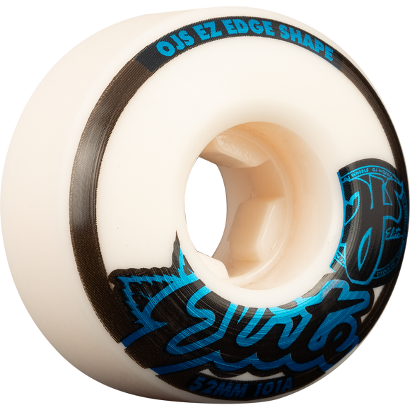 OJ Wheels Elite Ez Edge 52mm 101a White W/Blue Skateboard Wheels (Set of 4)