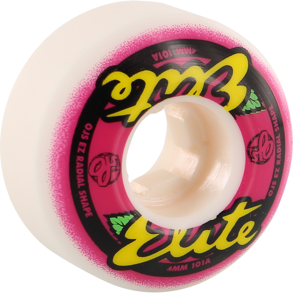 OJ Wheels Elite Ez Edge 52mm 101a White/Pink Skateboard Wheels (Set of 4)