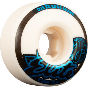 OJ Wheels Elite Ez Edge 53mm 101a White W/Blue Skateboard Wheels (Set of 4)