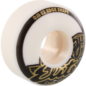 OJ Wheels Elite Ez Edge 53mm 101a White W/Gold/Black Skateboard Wheels (Set of 4)
