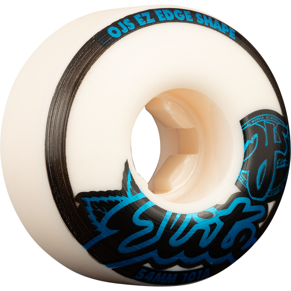 OJ Wheels Elite Ez Edge 54mm 101a White W/Blue Skateboard Wheels (Set of 4)
