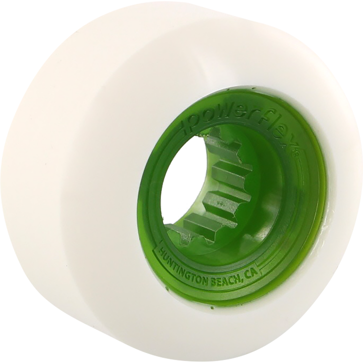 Powerflex Rock Candy 54mm 84b White/Clear.Green Skateboard Wheels (Set of 4)