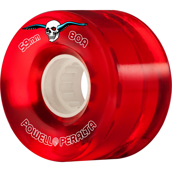 Powell Peralta Clear Cruiser 59mm 80a Red Skateboard Wheels (Set of 4)