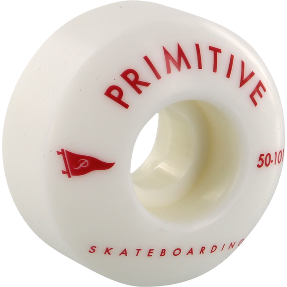 Primitive Arch 50mm 101a White/Red Skateboard Wheels (Set of 4) | Universo Extremo Boards Skate & Surf