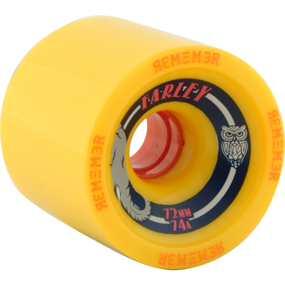 Remember Farley Grip 72mm 74a Yellow Longboard Wheels (Set of 4)