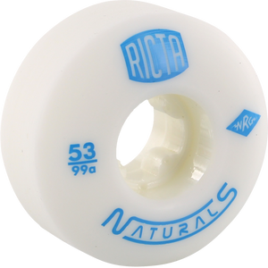Ricta Naturalurals 99a 53mm White W/Blue  Skateboard Wheels (Set of 4) | Universo Extremo Boards Skate & Surf