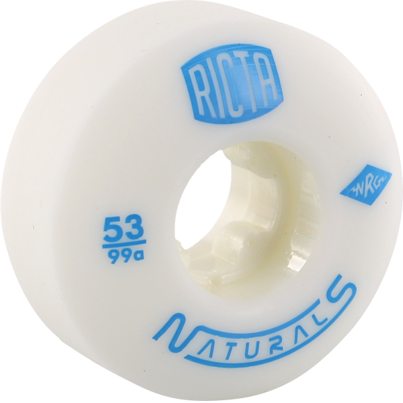 Ricta Naturalurals 99a 53mm White W/Blue  Skateboard Wheels (Set of 4) | Universo Extremo Boards Skate & Surf