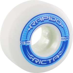 Ricta Rapido Round 53mm 99a White/Blu Skateboard Wheels (Set of 4)