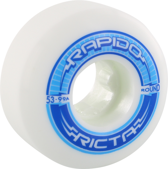 Ricta Rapido Round 53mm 99a White/Blu Skateboard Wheels (Set of 4)