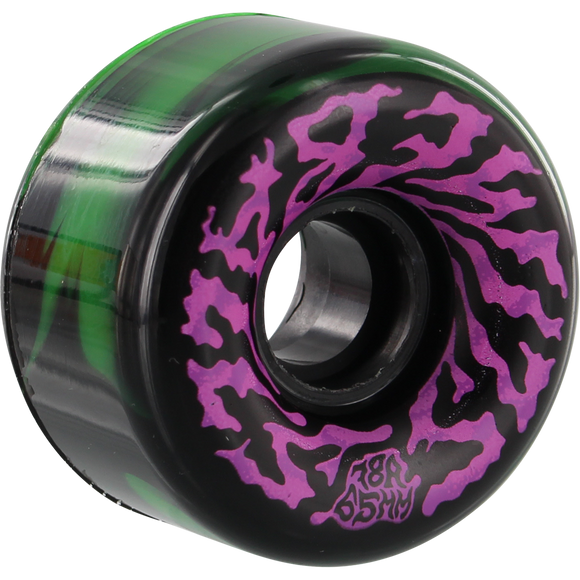 Santa Cruz Slimeballs Swirly 65mm 78a Black/Green W/Pink/Pur Longboard Wheels (Set of 4)