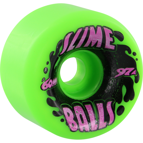 Santa Cruz Slimebals Vomits Splat 60mm 97a Neon Green Skateboard Wheels Set of 4